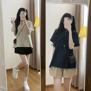 Set áo cổ tàu dây cổ cộc tay kèm quần short phong cách trẻ trung năng động sẵn hàng kèm video