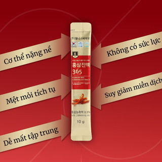 Tinh chất Hồng sâm 365 Hàn Quốc Pha Sẵn - Hộp 30 gói - Giúp Bồi Bổ Sức Khỏe, Tăng Cường Hệ Miễn Dịch
