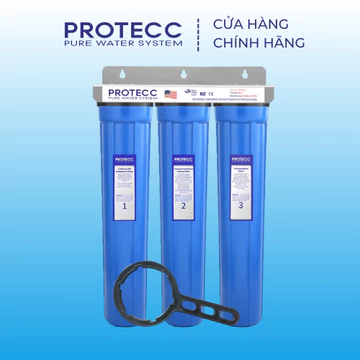 Bộ 3 Cấp Lọc Thô Đầu Nguồn 20 Inch ( 3 Xanh ) PROTECC PT207 Chính Hãng - Lọc Tổng Đầu Nguồn, Chung Cư
