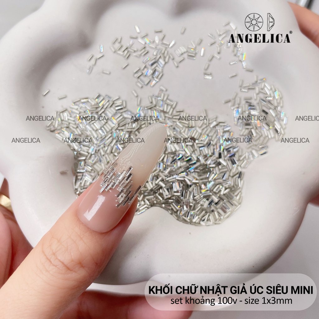 Đá Khối Nail Chữ Nhật Giả Úc Siêu Mini ( 100 viên 1 set ) ANGELICA - Trang Trí Móng