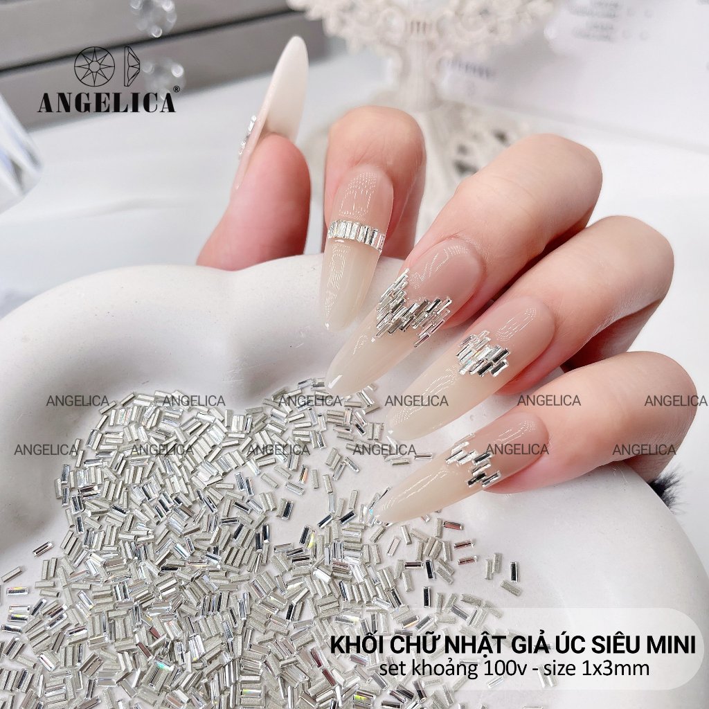 Đá Khối Nail Chữ Nhật Giả Úc Siêu Mini ( 100 viên 1 set ) ANGELICA - Trang Trí Móng