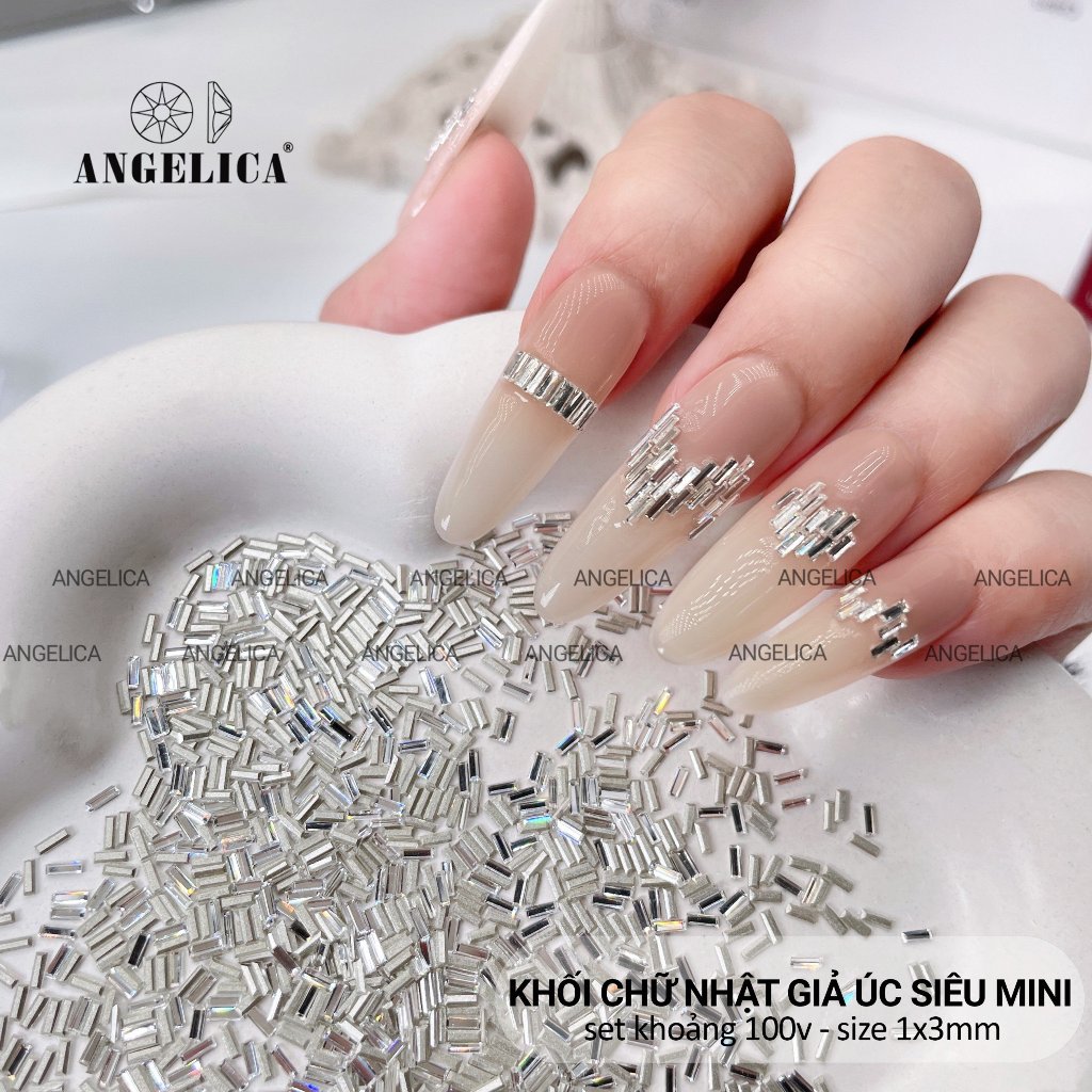 Đá Khối Nail Chữ Nhật Giả Úc Siêu Mini ( 100 viên 1 set ) ANGELICA - Trang Trí Móng