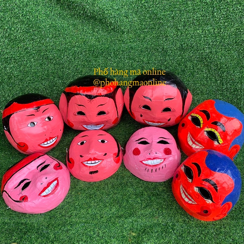 Mặt nạ Ông Địa, chú Tễu, Thị Nở, Chí Phèo múa lân trang trí Trung Thu làm bằng giấy bồi sơn màu đẹp