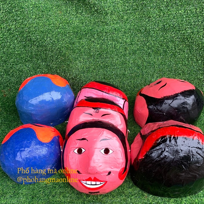 Mặt nạ Ông Địa, chú Tễu, Thị Nở, Chí Phèo múa lân trang trí Trung Thu làm bằng giấy bồi sơn màu đẹp