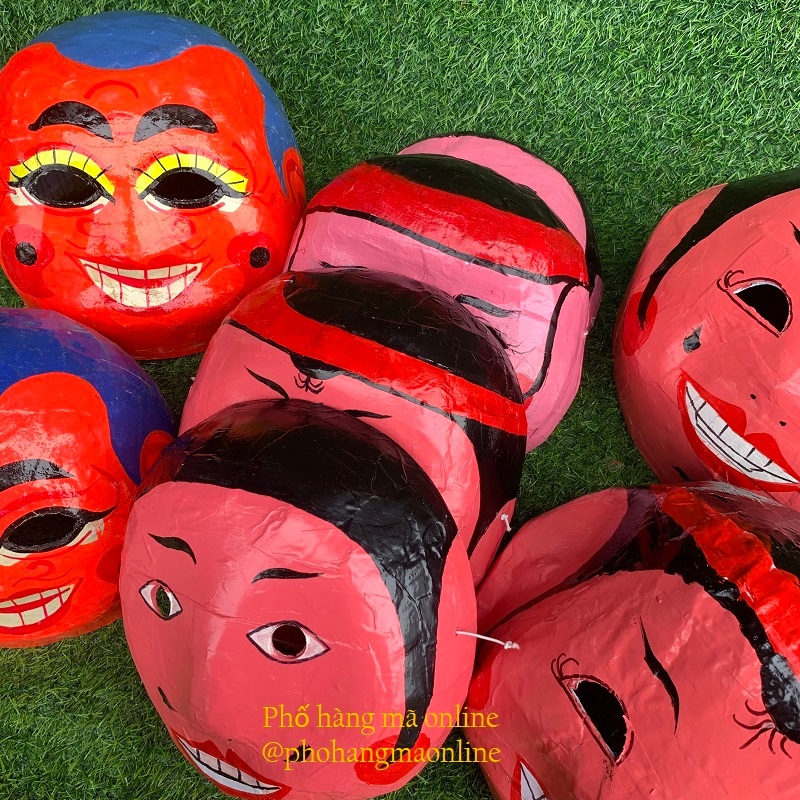 Mặt nạ Ông Địa, chú Tễu, Thị Nở, Chí Phèo múa lân trang trí Trung Thu làm bằng giấy bồi sơn màu đẹp