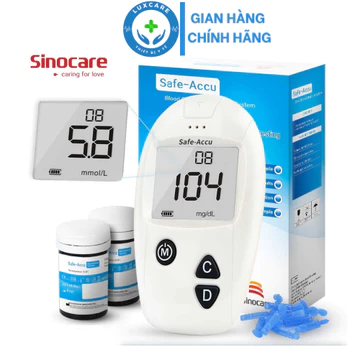 Bộ máy đo đường huyết Sinocare Safe Accu Hàng Chính Hãng