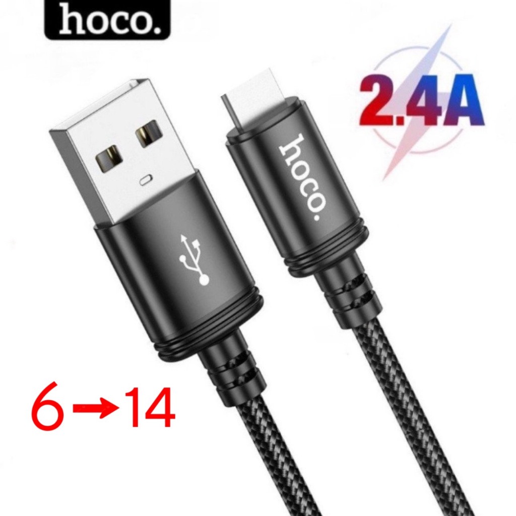 Dây sạc chính hãng Hoco dùng cho 6 7 … 12 13 14 Cáp sạc cao cấp giá rẻ bọc dù dài 1m 2m 3m