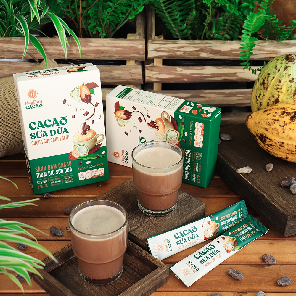 Ảnh Bột Cacao Sữa Dừa - Hộp Giấy 12 Gói Tiện Lợi 20g - Bột cacao sữa dừa tự nhiên, thuần chay - Heyday 3