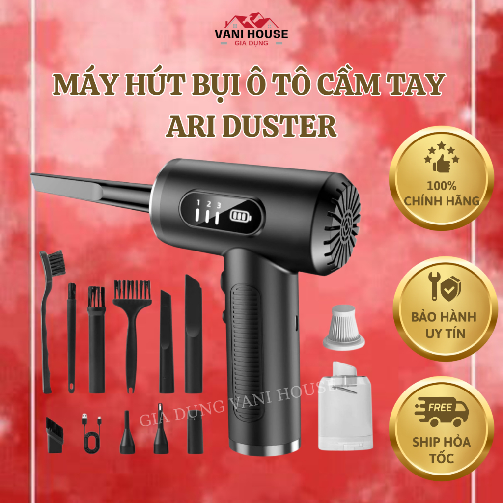 Máy Hút Bụi Ô Tô Cầm Tay ARI DUSTER Tích Hợp Đèn Chiếu Sáng Lực Hút ...