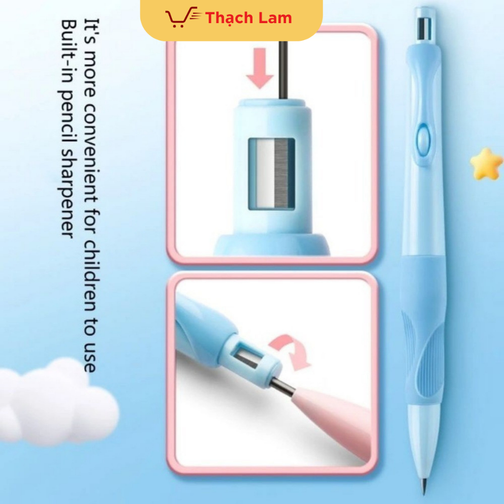 Bút Chì Cá Heo Tập Viết Bấm 2B Ngòi 2.0mm giúp bé cầm bút đúng tư thế, viết lâu không đau, không mỏi