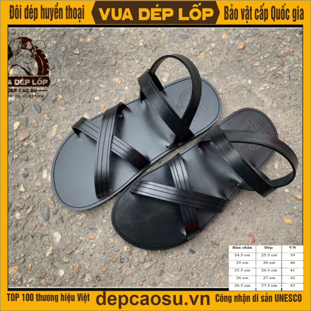 Dép cao su 4 quai chéo Vua Dép Lốp chính hãng, có bảo hành, ảnh thật lốp ô tô nguyên bản, sẵn hàng