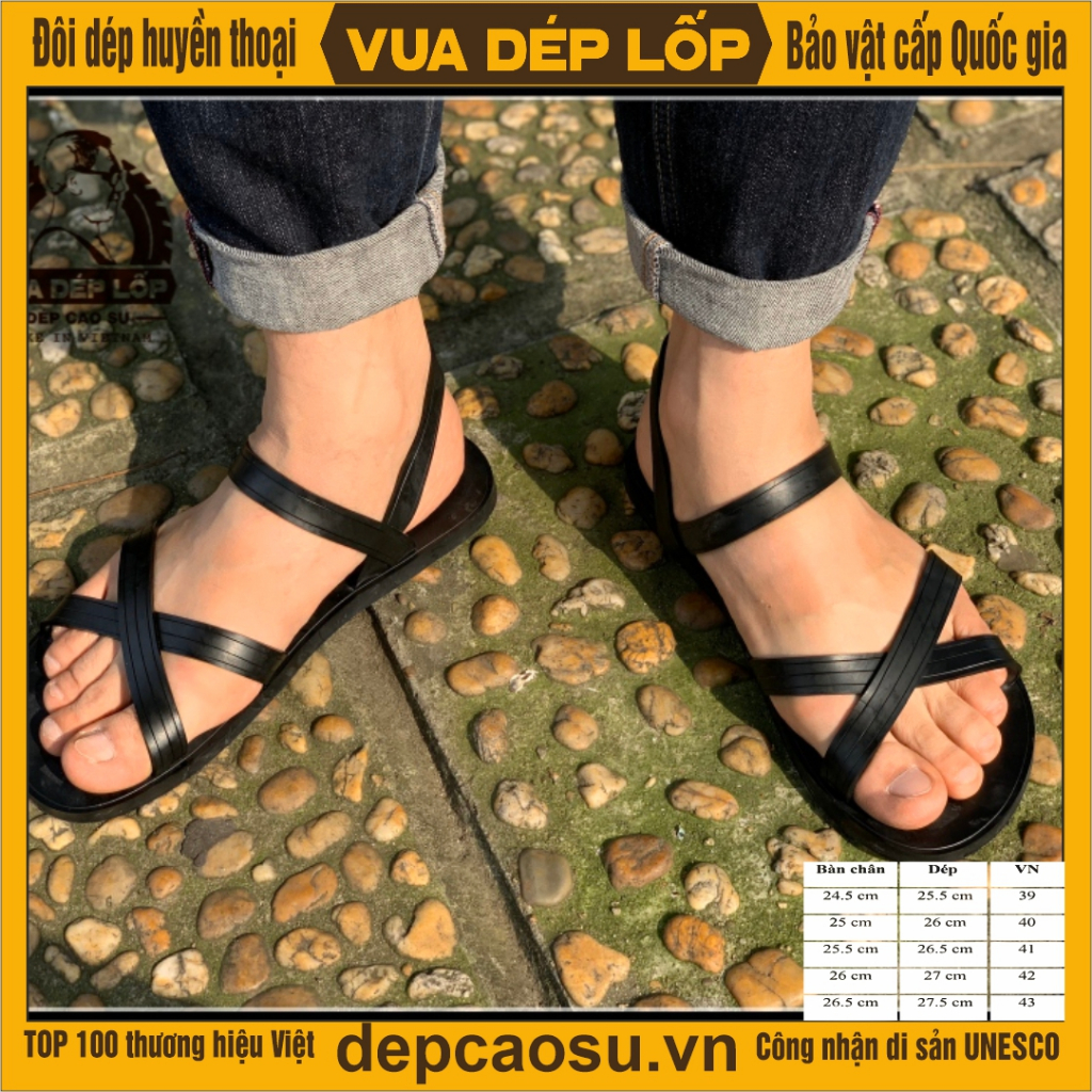 Dép cao su 4 quai chéo Vua Dép Lốp chính hãng, có bảo hành, ảnh thật lốp ô tô nguyên bản, sẵn hàng
