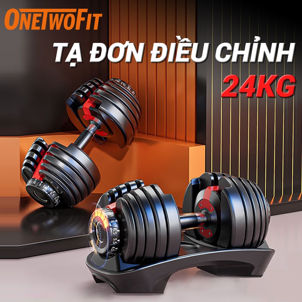 Ảnh OneTwoFit Bộ tạ điều chỉnh Dumbell 24kg tạ đơn Trọng lượng 15 điều chỉnh bánh răng Có khay 1