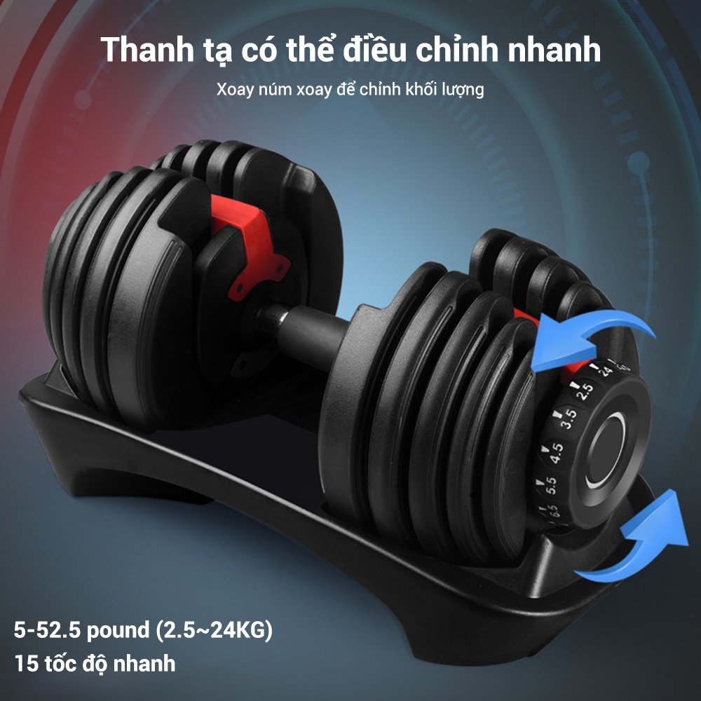 Ảnh OneTwoFit Bộ tạ điều chỉnh Dumbell 24kg tạ đơn Trọng lượng 15 điều chỉnh bánh răng Có khay 3
