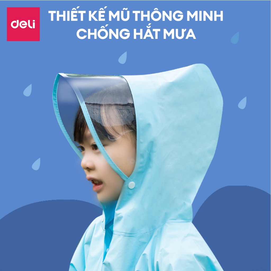 Áo Mưa Trẻ Em Deli Áo Mưa Cho Bé Nhẹ Mềm Có Khóa Không Mùi Mặt Nạ Che Mặt Dáng Dài Dày Dặn Chống Thấm Họa Tiết Dễ Thương