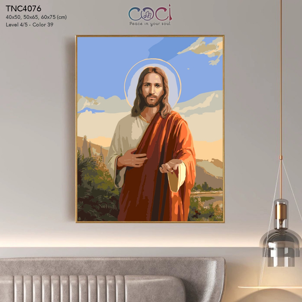 Tranh số hoá tự tô màu theo số Công giáo Chúa Giesu COCI kèm khung đã căng TNC4076