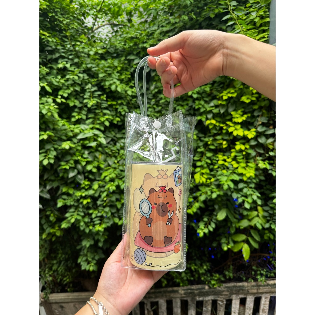 Ly Giữ Nhiệt Dung Tích 600ML CAPYBARA Dễ Thương Inox 304 Đi Kèm Ống Hút ...