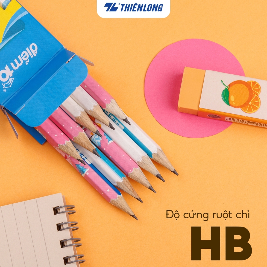 Product image Combo Bút chì gỗ Thiên Long Điểm 10 TP-GP05 - Độ cứng HB - Viết êm, ngòi mềm khó gãy phù hợp học sinh luyện viết chữ 6