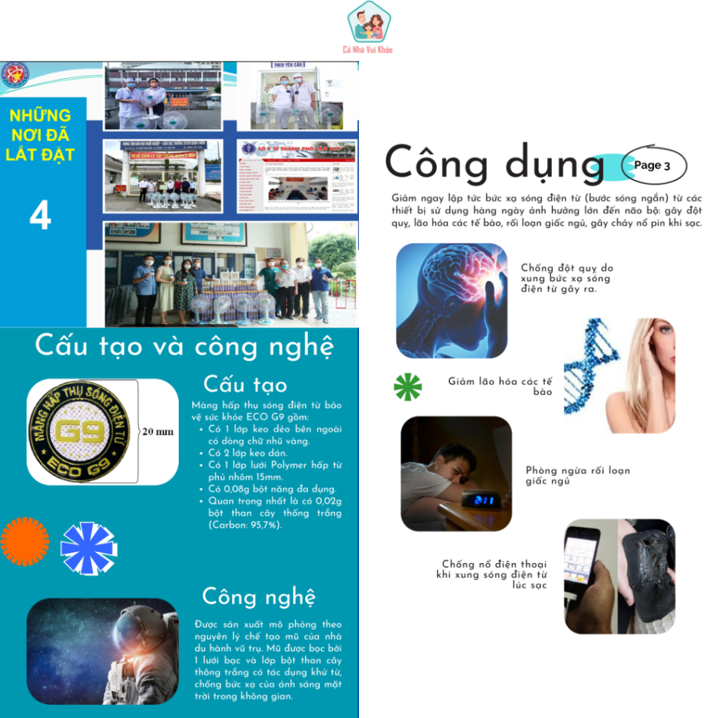 Combo 4 Màng Hấp Thụ Sóng Điện Từ ECO G9 - Miếng Dán Chống Bức Xạ Điện Thoại, Chắn Sóng Điện Từ