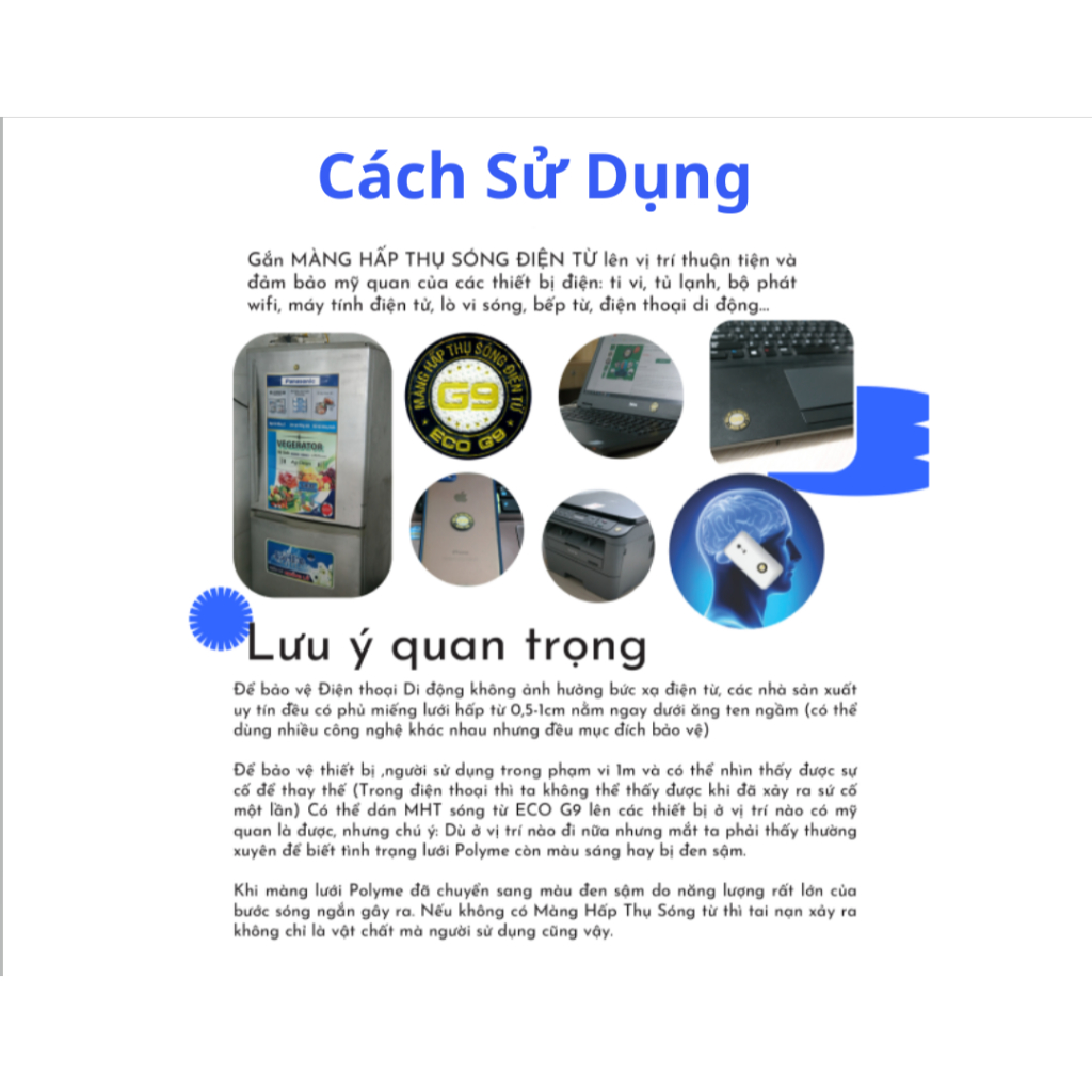 Combo 4 Màng Hấp Thụ Sóng Điện Từ ECO G9 - Miếng Dán Chống Bức Xạ Điện Thoại, Chắn Sóng Điện Từ