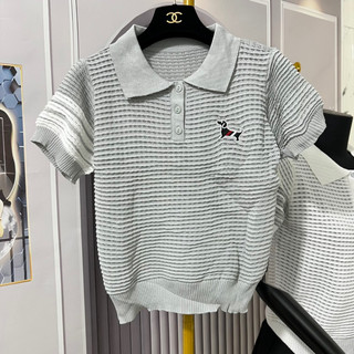Áo len polo cổ bẻ cún thom sọc tay, áo len lỗ tổ ong thoáng mát 560