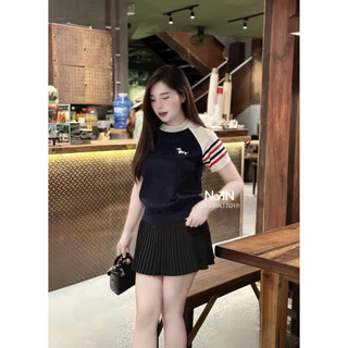 LT - Áo len nữ tay giap lăng tay cộc hình cún thêu cổ tròn free size 561