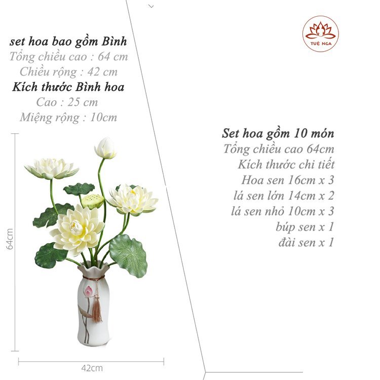 Ảnh Bình Hoa Sen Quan Âm Cao Cấp cao 64 cm - Tuệ Nga 4