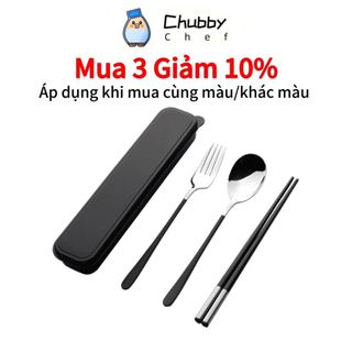 Bộ muỗng đũa cá nhân chuẩn inox 304 Chubby Chef an toàn cho sức khỏe, có hộp dễ dàng mang đi thuận tiện