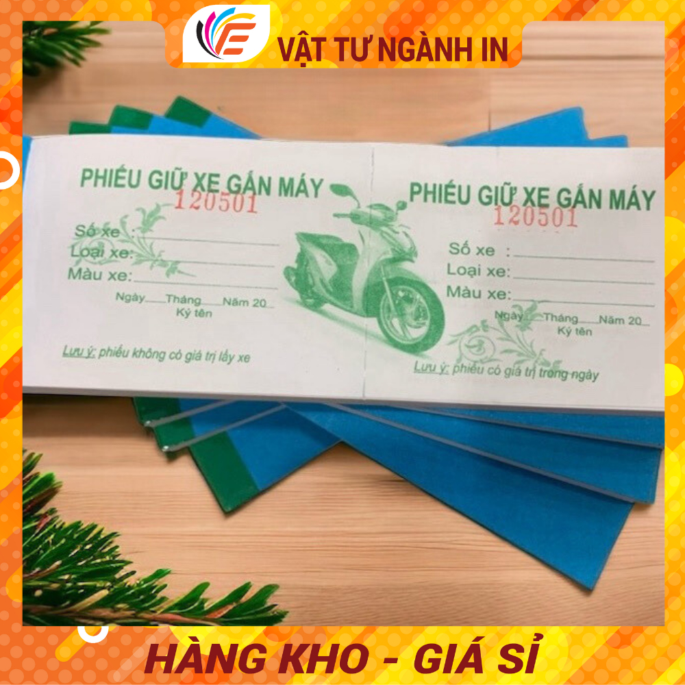 Phiếu Giữ Xe Có Số Nhảy Liên Tục Vé Xe Máy Có Rãnh Xé Tiện Lợi Vé Gửi Xe Gắn Máy Lốc 10 Cuốn