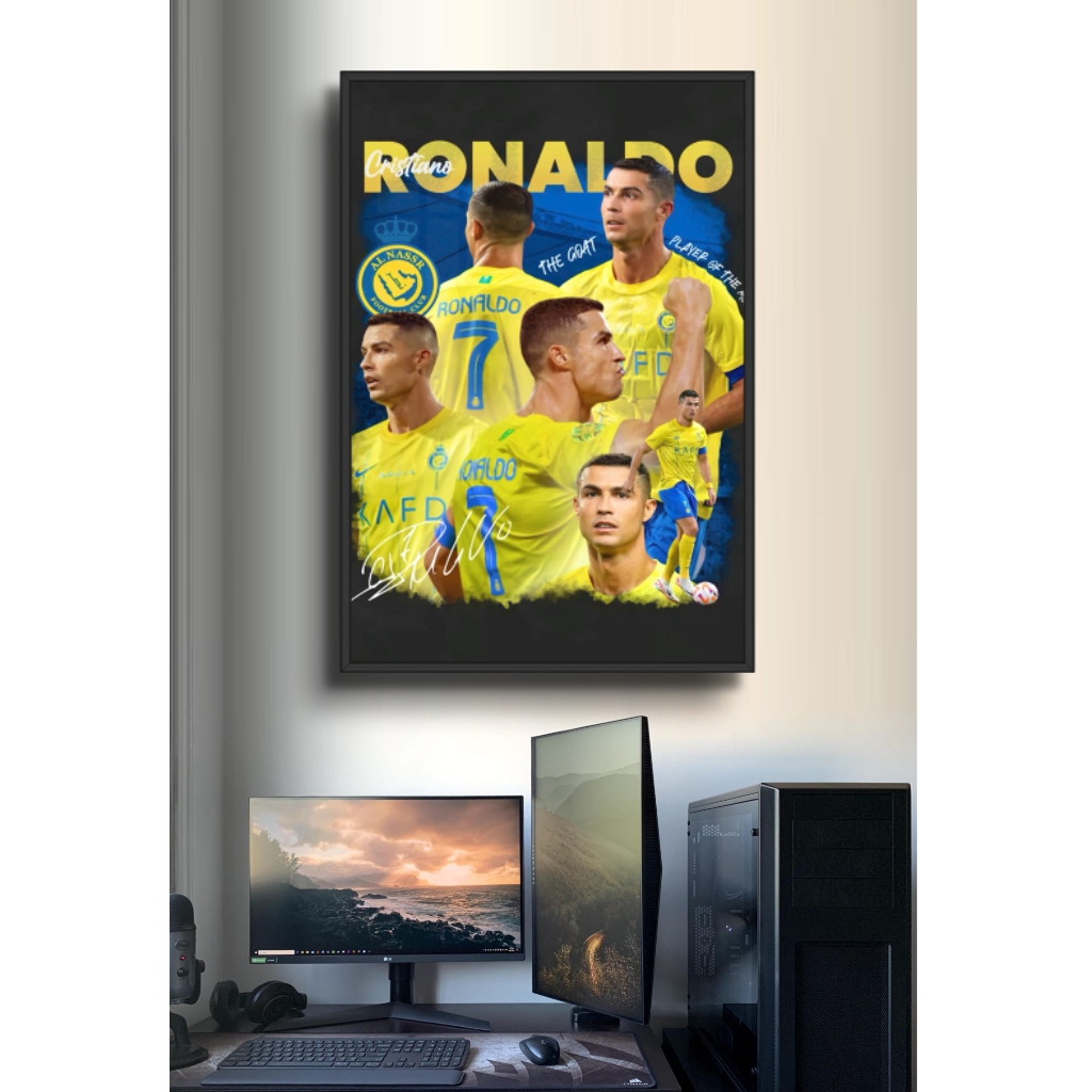 Tranh Cầu Thủ Bóng Đá Cristiano Ronaldo Bằng Gỗ Tráng Gương Có Khung Decor Phòng Không Gian Làm Việc Decor Tường