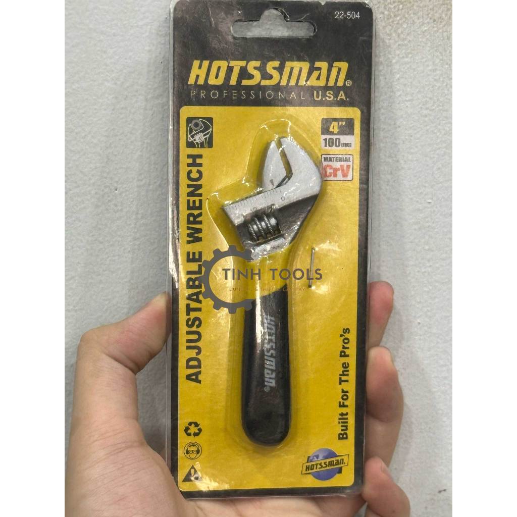 Mỏ Lết mini 4 inch Hiệu Hotssman | Mỏ lếch cán bọc nhựa thép CRV cao cấp chính hãng