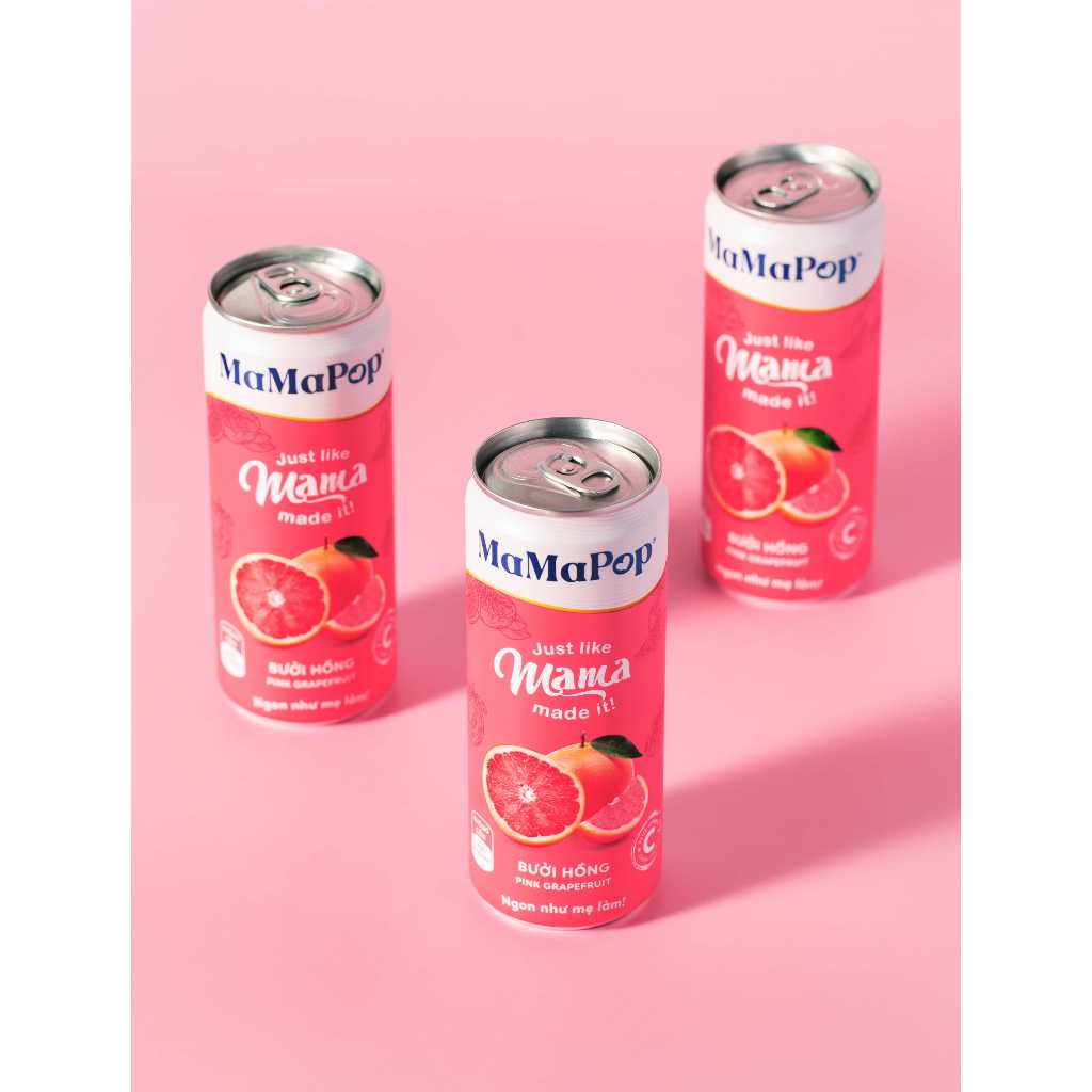 Ảnh Thùng 4 lon nước trái cây sparkling MaMaPop vị Bưởi Hồng (330ml/lon) - MP030 3