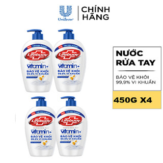 Combo 4 chai Nước rửa tay Lifebuoy bảo vệ khỏi 99,9% vi khuẩn 450g/chai