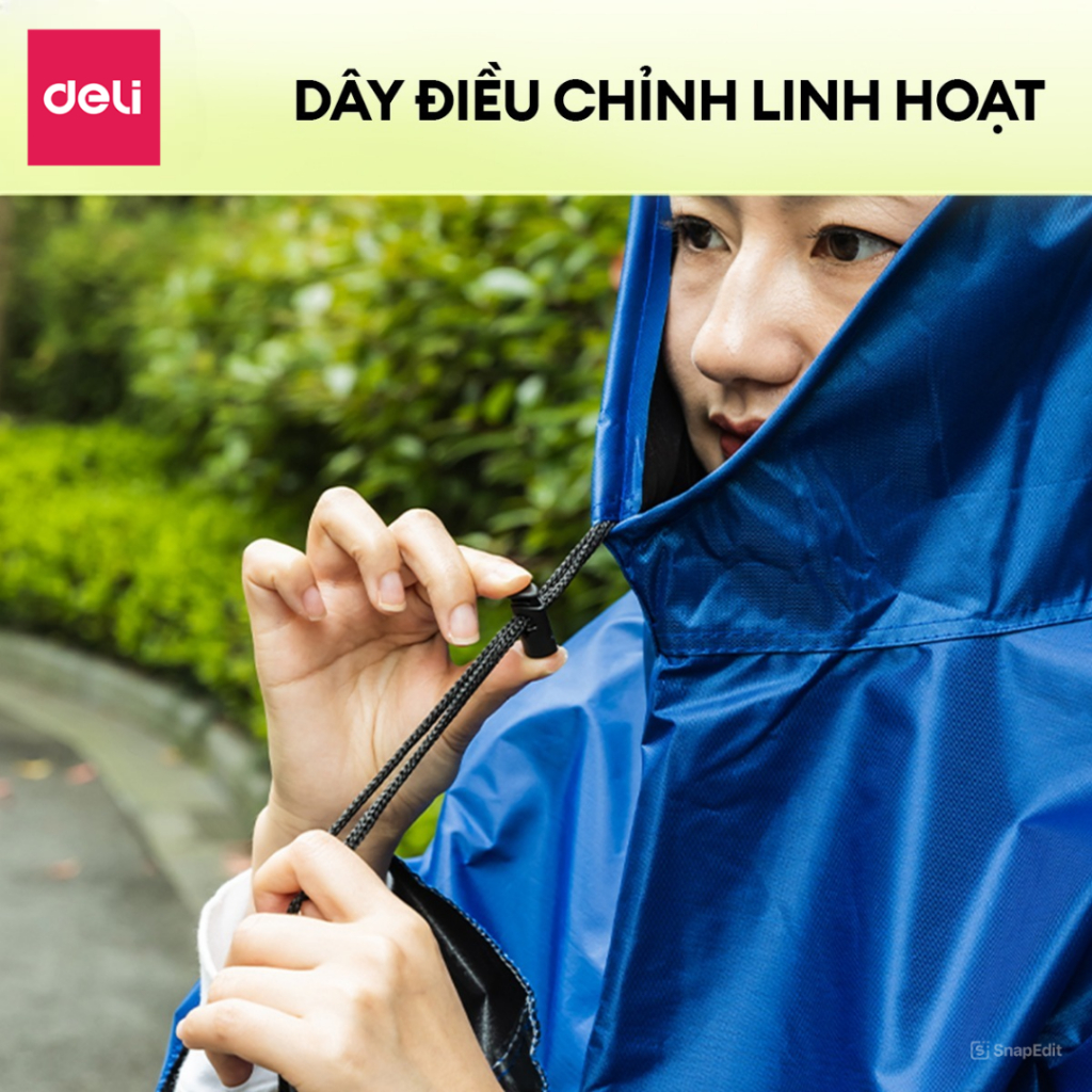 Áo Mưa Trong Suốt Deli Có Kính Chắn Mưa Thiết Kế Thời Trang Nhiều Màu Vải Dày Chống Thấm Cao Cấp