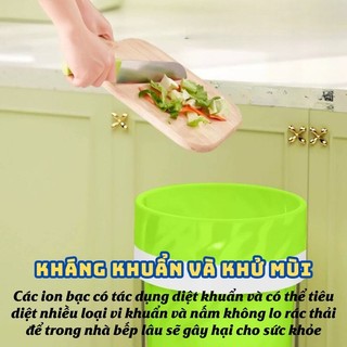 Túi đựng rác có dây rút, túi rác đuổi muỗi, chống côn trùng có quai dày dặn Ag+ kháng khuẩn 100 túi