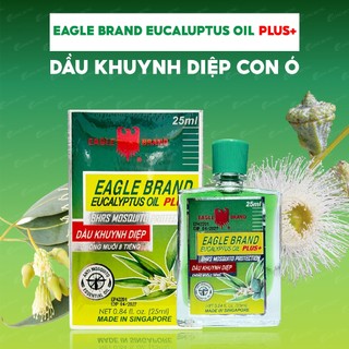 Combo dầu khuynh diệp con ó Eagle Brand Eucalyptus Oil Plus+ (25ml) + 02 ống hít thông mũi con ó Eagle Inhaler (1.1g)