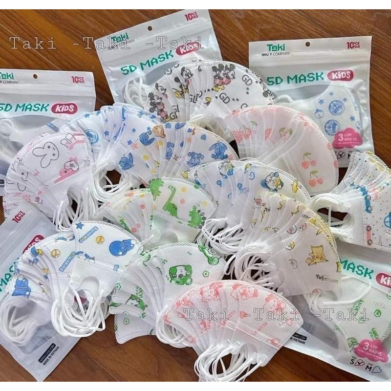 [ Thùng 300 chiếc Tặng 20 chiếc ] Khẩu trang 5d trẻ em cho bé 3 Lọc Mịn 2.5PM