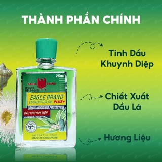 Combo dầu khuynh diệp Eagle Brand Eucalyptus Oil Plus+ (25ml) + dầu khuynh diệp Eagle Brand Eucalyptus Oil (30ml)