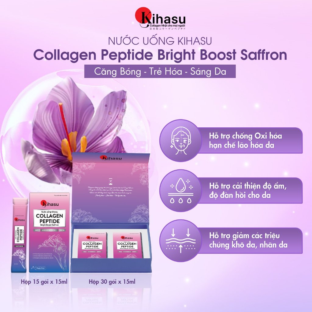 Ảnh Nước Uống Collollagen Kihasu Tăng Cường Saffaron, NMN Sáng Da, Trẻ Hóa, Giảm Nếp Nhăn Và Các Dấu Hiệu Lão Hóa 1