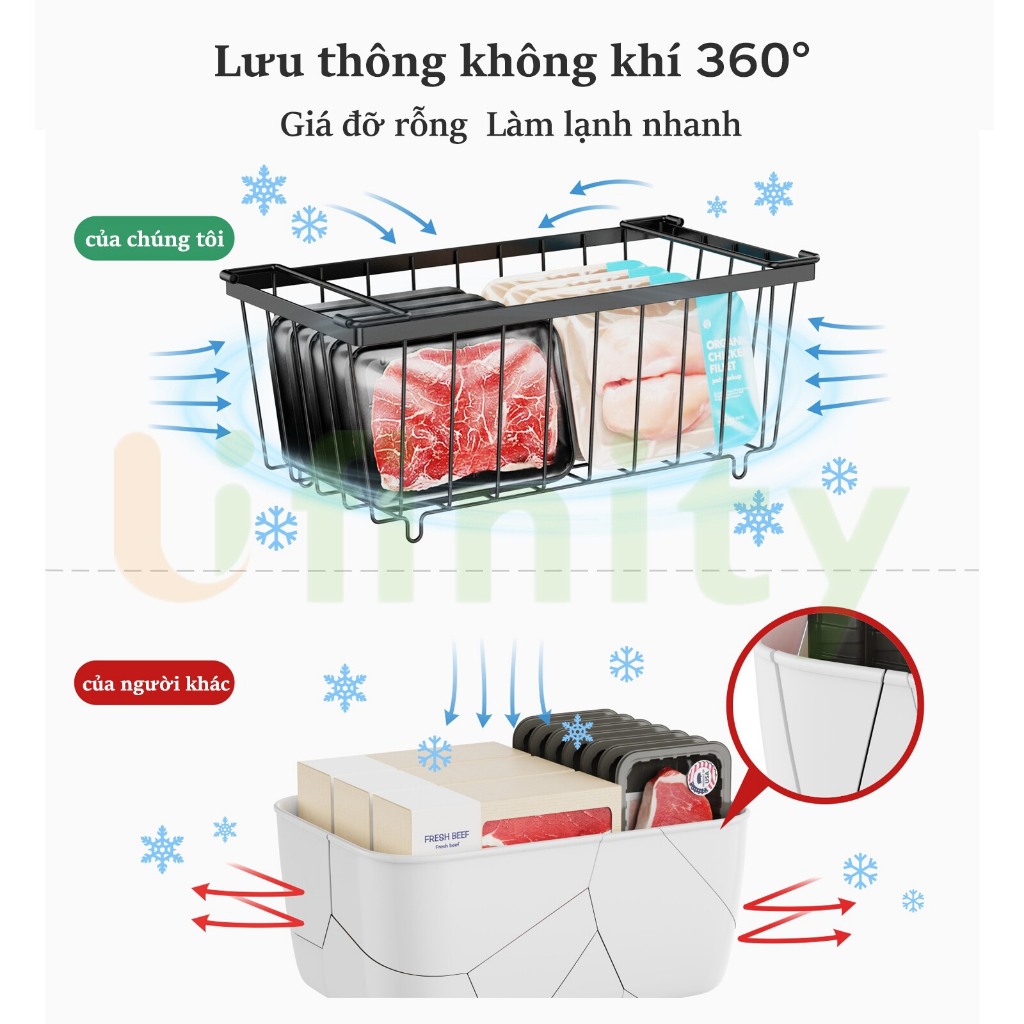 Lifinity (4Pcs)Rổ Tủ Đông Cho Mọi Loại Tủ Đông Lạnh Có Thể Điều Chỉnh-Kệ Đựng Tủ Lạnh Dễ Dàng Làm Sạch