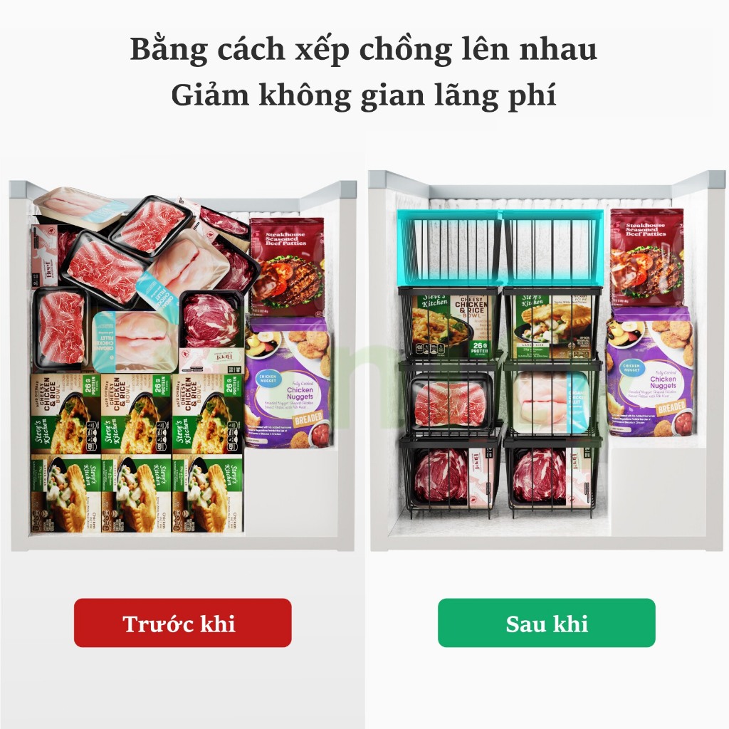 Lifinity (4Pcs)Rổ Tủ Đông Cho Mọi Loại Tủ Đông Lạnh Có Thể Điều Chỉnh-Kệ Đựng Tủ Lạnh Dễ Dàng Làm Sạch