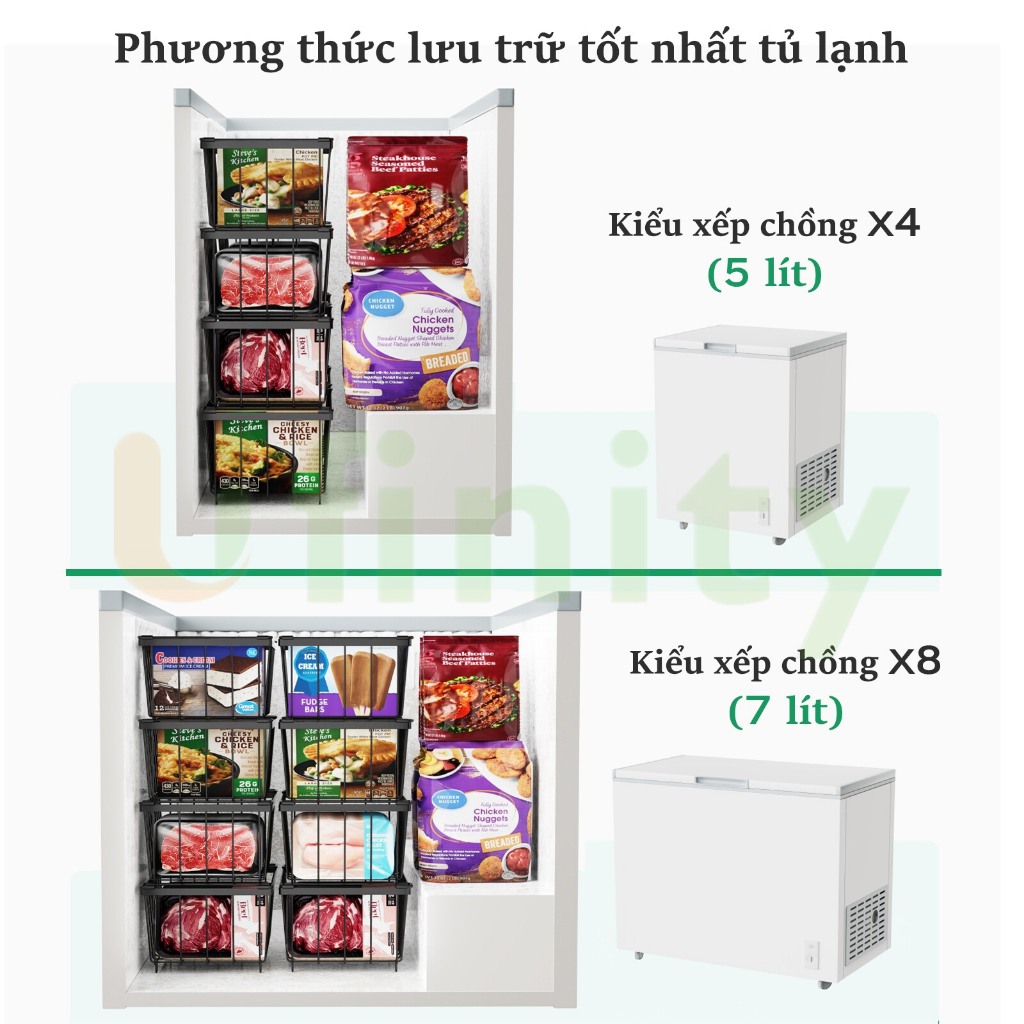 Lifinity (4Pcs)Rổ Tủ Đông Cho Mọi Loại Tủ Đông Lạnh Có Thể Điều Chỉnh-Kệ Đựng Tủ Lạnh Dễ Dàng Làm Sạch