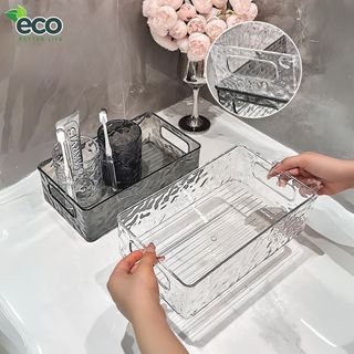 Khay nhựa trong suốt ECO, Khay đựng đồ vân kim cương sang trọng, đựng mỹ phẩm đựng đồ đa năng