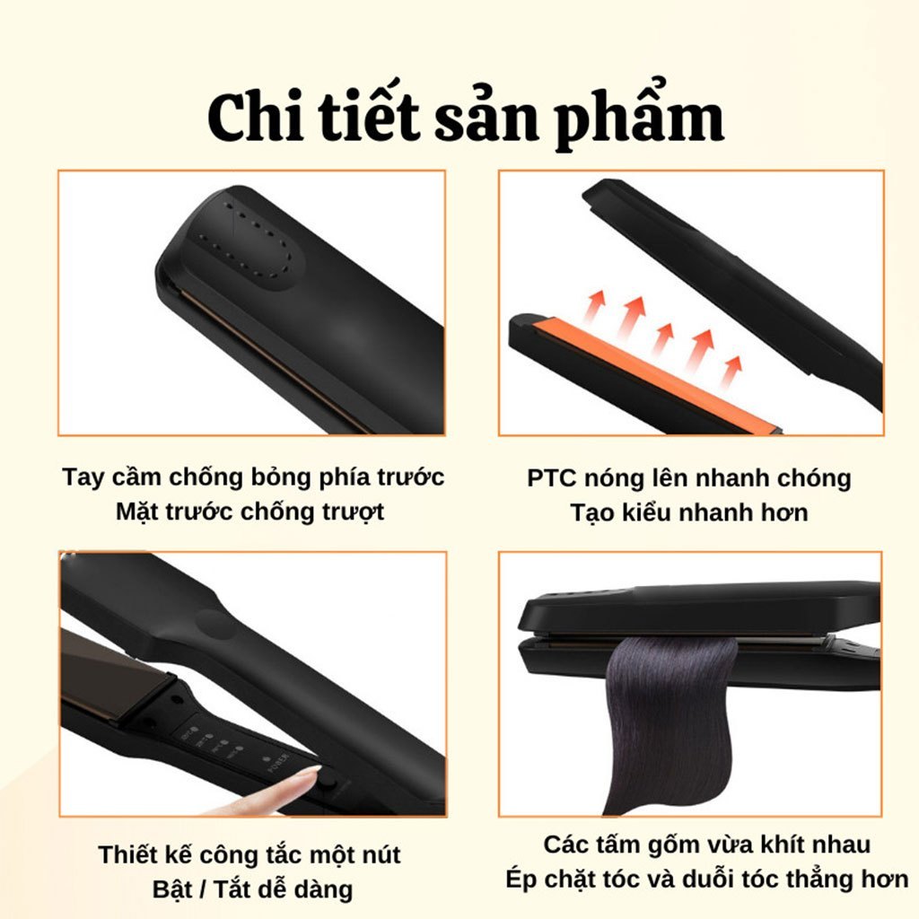 Máy duỗi tóc mini KEMEI chính hãng, máy tạo kiểu ép là thẳng tóc, máy dập xù, bấm mè, làm phồng tóc, đa năng 4 mức nhiệt