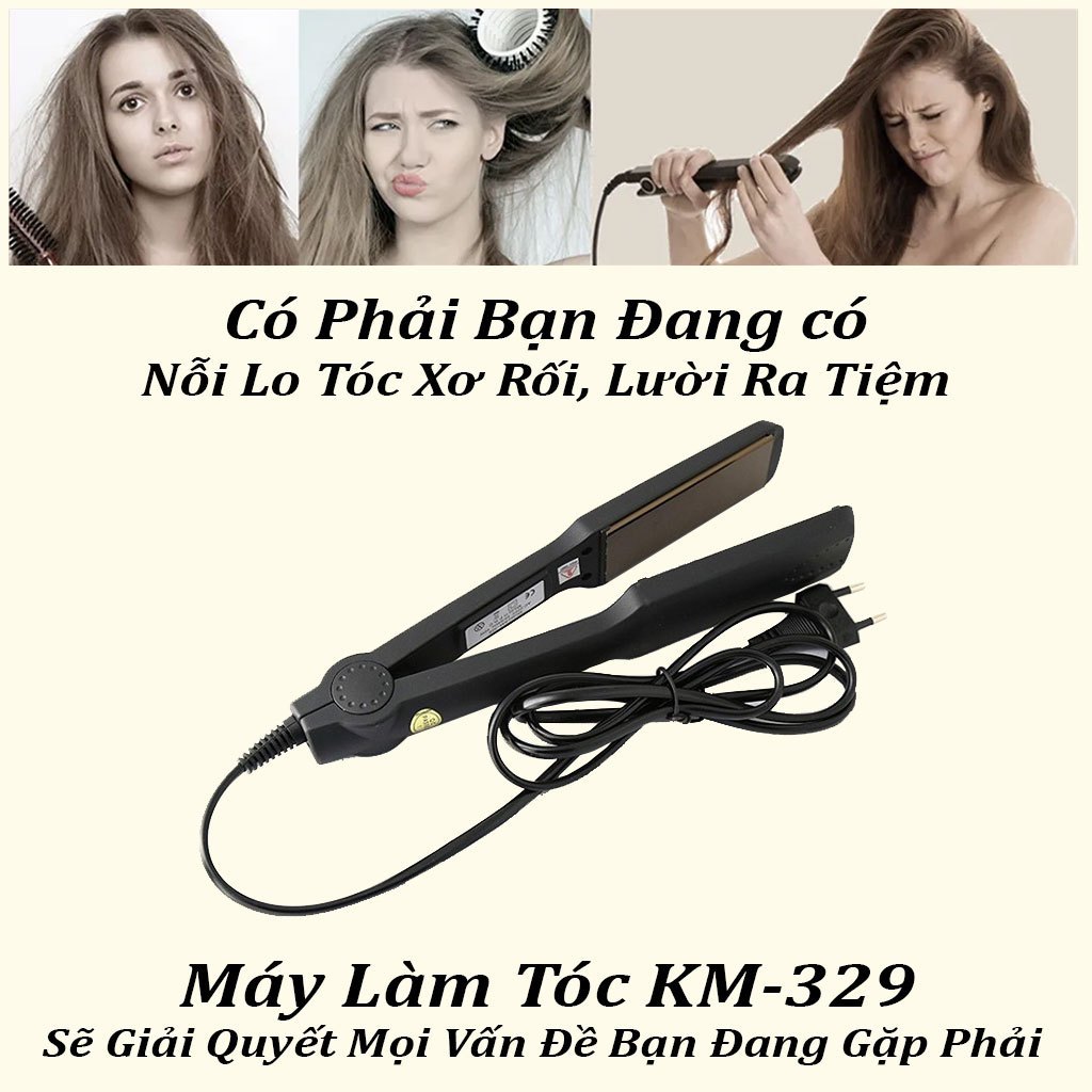 Máy duỗi tóc mini KEMEI chính hãng, máy tạo kiểu ép là thẳng tóc, máy dập xù, bấm mè, làm phồng tóc, đa năng 4 mức nhiệt