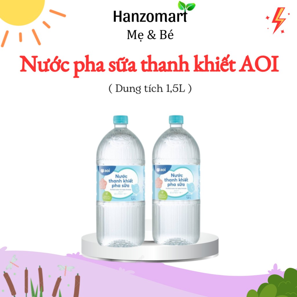 Combo 6 chai nước thanh khiết pha sữa cho bé Aoi giữ trọn vẹn dưỡng chất dung tích 1,5L Combo 6 chai