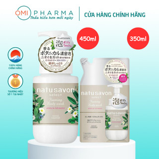 Combo Chai Sữa Tắm Tạo Bọt 500ml, Gói Refill 360ml Bọt Dưỡng Trắng Và Làm Mềm Mịn Da Softymo Natu Savon Nhật Bản