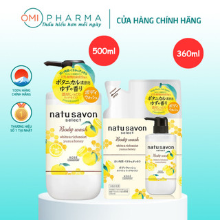 Combo Chai Sữa Tắm Tạo Bọt 500ml, Gói Refill 360ml Bọt Dưỡng Trắng Và Làm Mềm Mịn Da Softymo Natu Savon Nhật Bản