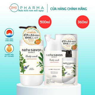 Combo Chai Sữa Tắm Tạo Bọt 500ml, Gói Refill 360ml Bọt Dưỡng Trắng Và Làm Mềm Mịn Da Softymo Natu Savon Nhật Bản