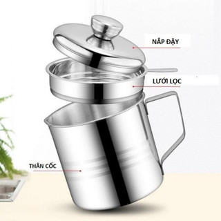 Ca Lọc Dầu Ăn, Bình Lọc Dầu Ăn Có Giá Lọc Inox 304 Sáng Bóng Cực Đẹp - Kho Sỉ Gia Dụng Alulu